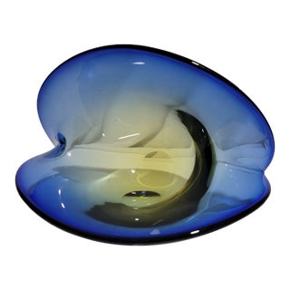 Vintage Archimede Seguso Attributed Art Glass Clamshell For Sale