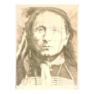 1975 Barbara Sandler 'Portrait of an American Indian (1776-1976)' Contemporary Brown USA Lithograph