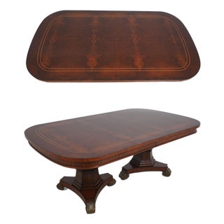 Maitland Smith Mahogany Inlaid Double Pedestal Dining Table For Sale