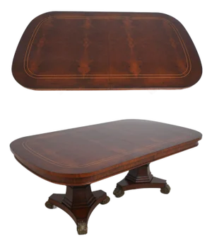 Maitland Smith Mahogany Inlaid Double Pedestal Dining Table