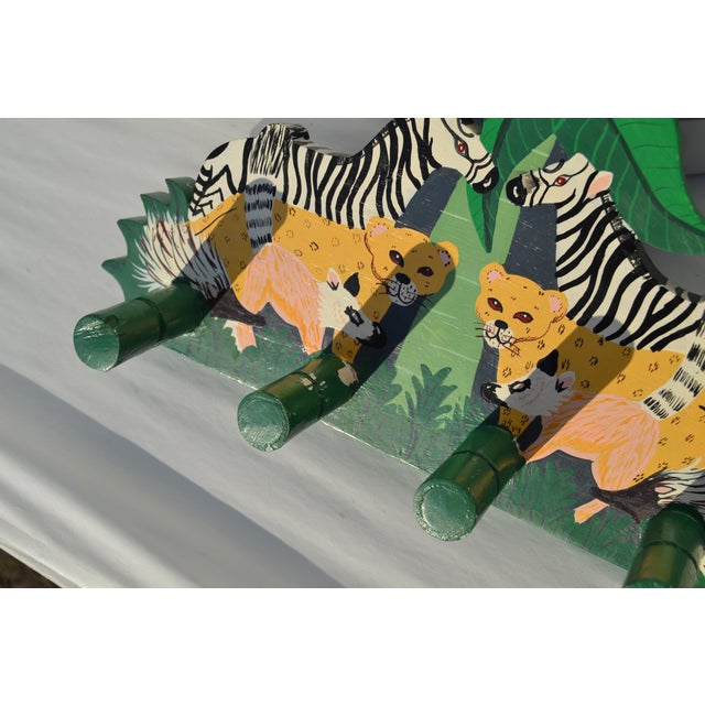 1980s 1980s Children's Wildlife Jungle Wall Peg Towel Rack For Sale - Image 5 of 5