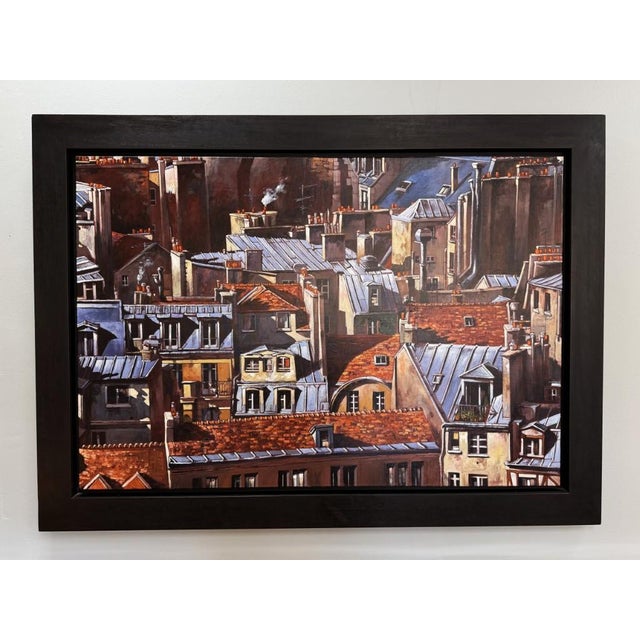 “Tuiles et Zinc” by Philippe Vermeulen, known as Fifax, is a striking original oil on canvas capturing the layered...