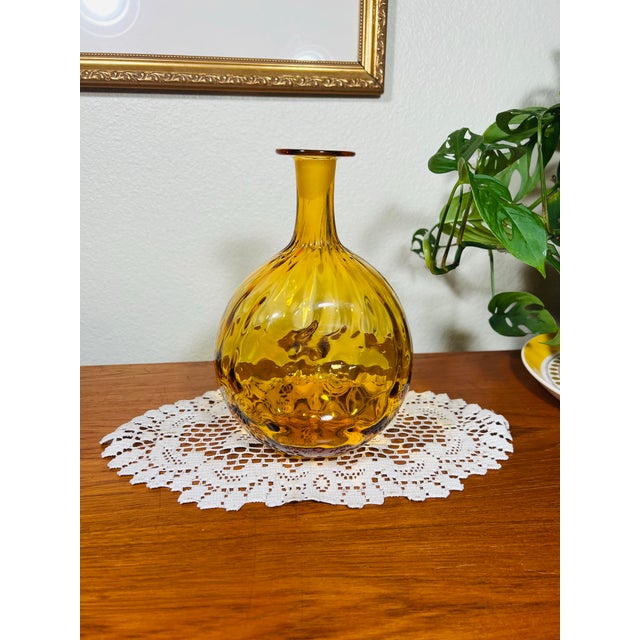 1960s Vintage 1969 Blenko Lemon #6916 Handblown Amber Glass Decanter For Sale - Image 5 of 10