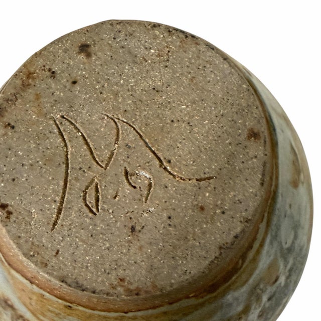 Ceramic Vintage Handmade Bulb Shape Art Pottery Jar, Vase Marked by Artist For Sale - Image 7 of 7