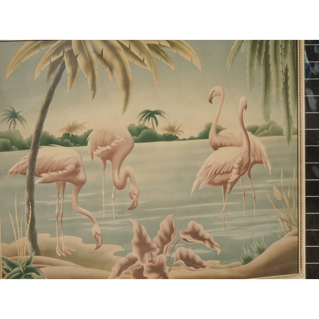1970s Vintage Mid Century Flamingo Lithograph Picture Print by Turner Mirror Frame 2 For Sale - Image 5 of 16