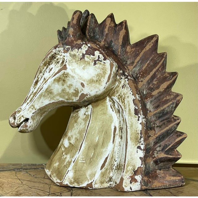 Mid -20th Century Terracotta Horse Head 19” W X 19”w X 8”d For Sale - Image 15 of 18