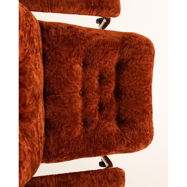 Swedish Swivel Armchair in Velvet and Steel, 1970s For Sale - Image 9 of 11