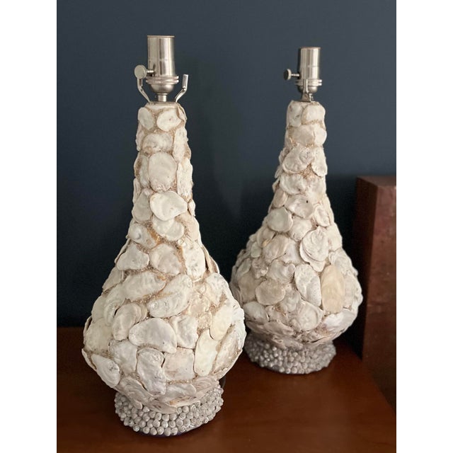 Vintage Shell Encrusted Table Lamps-a Pair For Sale In Houston - Image 6 of 12