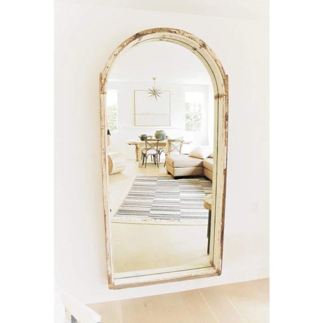 1930's French Architectural Carved Arched Rustic Door/Mirror/80.5" For Sale - Image 4 of 4