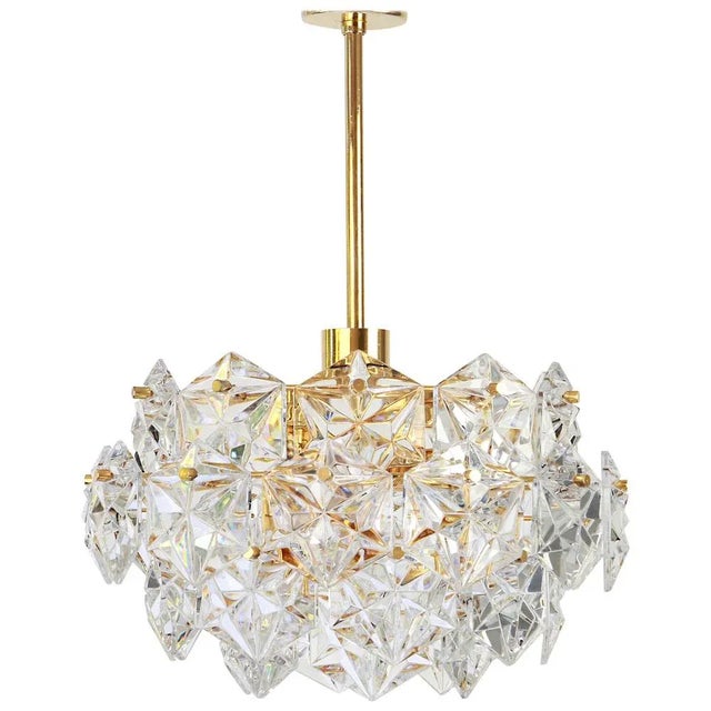 Brass and Crystal Glass Chandelier by Kinkeldey, Germany, 1970 For Sale - Image 6 of 6