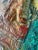 Teal 1980s Postmodern Textile Multimedia Original Framed Painting For Sale - Image 8 of 10