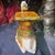 This is a Hollywood Regency Era Italian camel form garden seat or side table. It is terracotta with a vivid majolica...