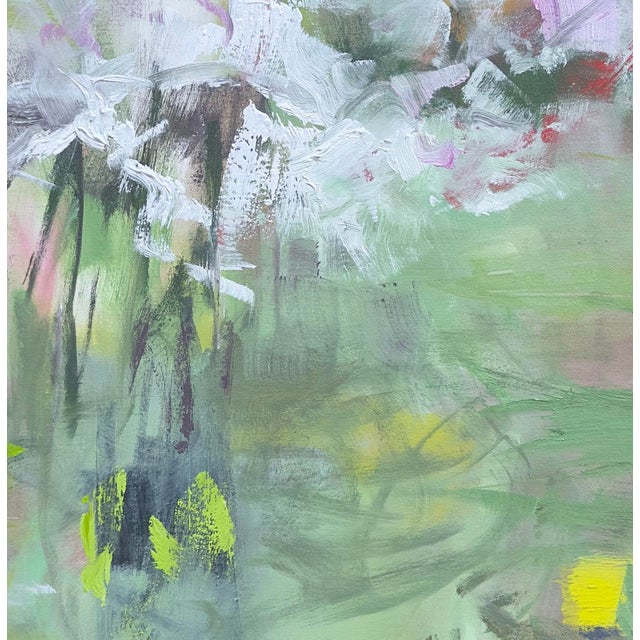 Japanese "Motomachi Sakura" by Trixie Pitts Abstract Landscape Oil Painting For Sale - Image 3 of 12