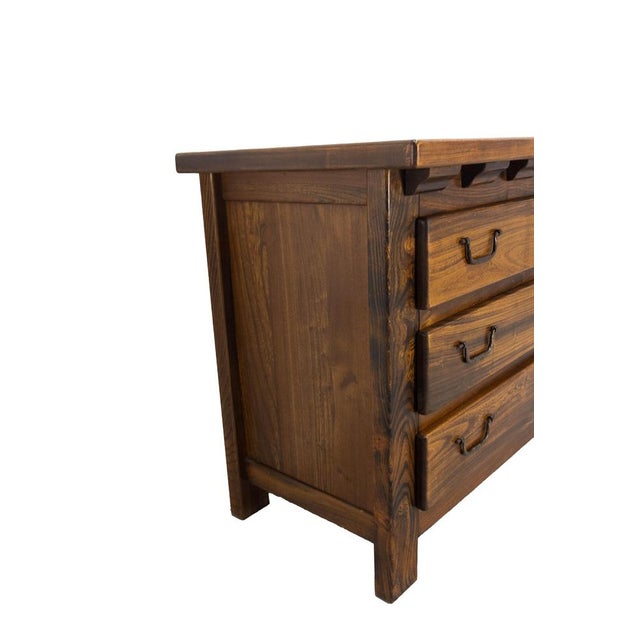 Brutalist French Elm Commode Chest of Drawers, 1970s For Sale - Image 4 of 12