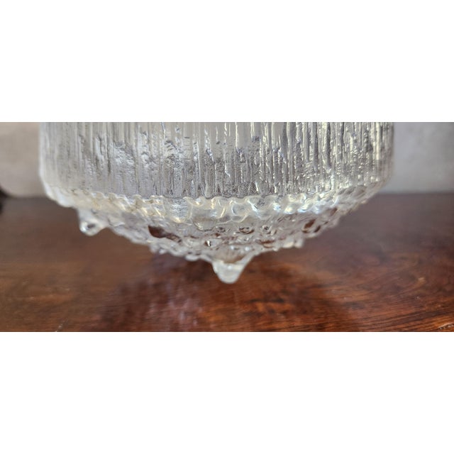 Vintage Scandinavian serving bowl with glass droplet/icicle effect. Designed by Tapio Wirkkala for the “Ultima Thule” line...