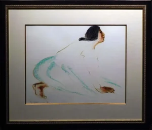 Rc Gorman "Untitled"green Skirt Original Pastel W/New Custom Frame Rc031409-02