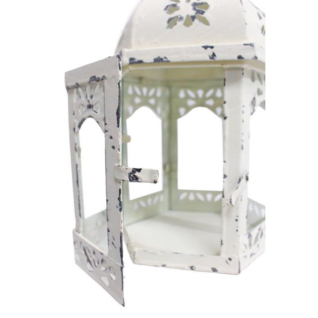 White Vintage Hexagon Lantern For Sale - Image 8 of 10