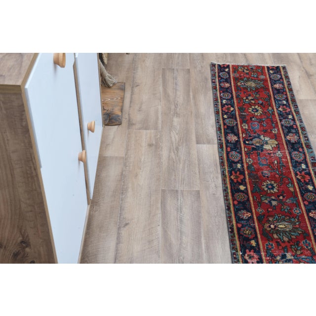 1970s Turkish Oushak Handmade Wool Cotton Red Runner Rug For Sale - Image 10 of 11