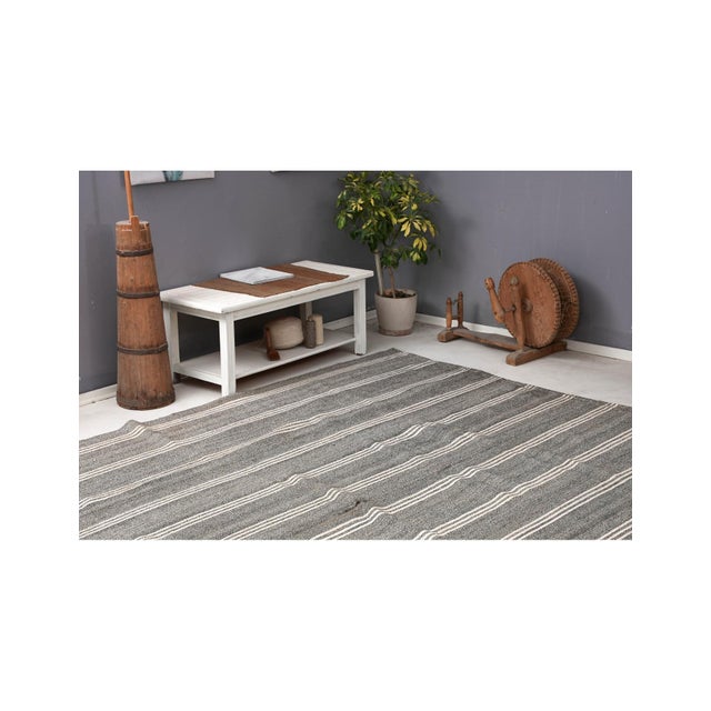 Large Vintage Gray Kilim Rug - 9`5″ X 12`2″ For Sale In Los Angeles - Image 6 of 6