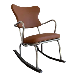 1930s Art Deco Chrome and Leather Rocking Chair