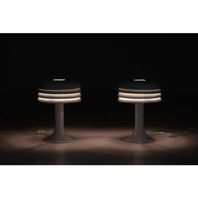 A pair of vintage hans-agne jakobsson table lamps, model bn-26 in white lacquered aluminium. Produced by hans-agne...
