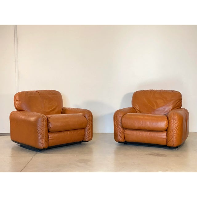 Set of Piumotto Model Leather Armchairs by Arrigo Arrigoni for Busnelli, 1970s For Sale - Image 4 of 18