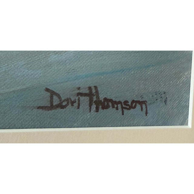 Mid-Century Modern Mid 20th Century Mid Century Modern Winter Scene Original Painting Signed Dori Thomson For Sale - Image 3 of 6