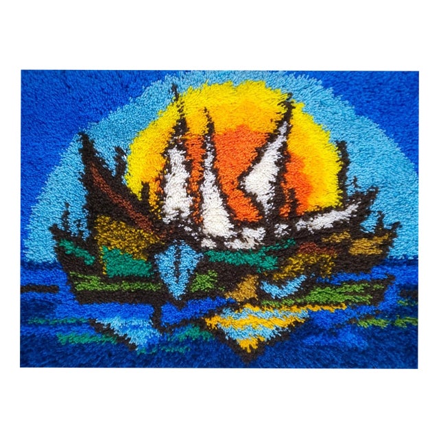German Tapestry Wall Rug in Wool, 1970s For Sale
