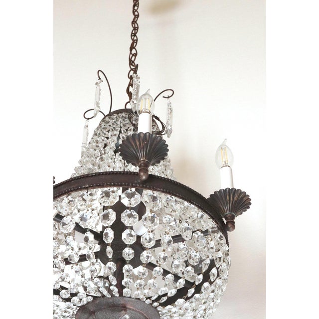 Metal Early 20th Century Grand Prospect Hall Empire Crystal Chandelier For Sale - Image 7 of 14