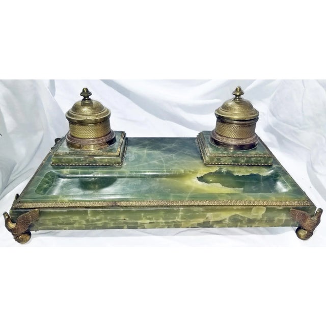 Metal 19th Century French Onyx and Bronze Inkwell For Sale - Image 7 of 7