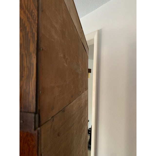 Antique Globe Wernicke Barrister Bookcase Quartersawn Oak W/ Drop Front Secretary Desk + Leaded Glass For Sale - Image 18 of 18