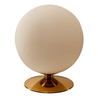 White Sphere Lamp with Brass Base For Sale