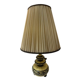 Mid-Century Boho Table Lamp With Custom Shade For Sale