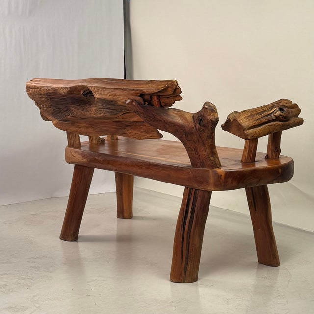 Late 20th Century Sculptural Rustic Knotted Hardwood Bench For Sale - Image 10 of 12