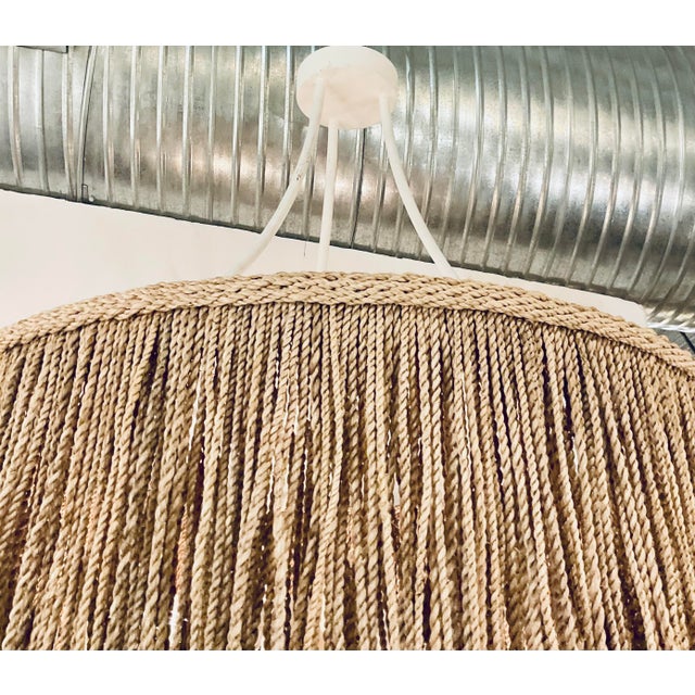 Original retail $2900, stylish Currey & Company Organic Modern Two Tier Rope Chandelier, showroom floor sample