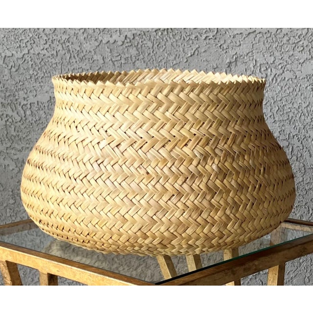 Late 20th-Century Nicely-Sized Tarahumara Handwoven Sotol Leaf Cachepot, Mexico For Sale - Image 4 of 18