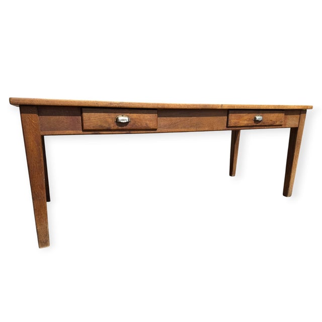 Antique French Farmhouse Table in Oak, 1900 For Sale - Image 4 of 18