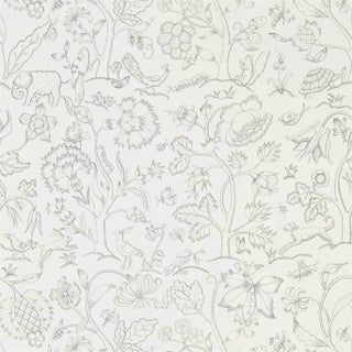 Morris & Co Middlemore Wallpaper in Chalk Charcoal For Sale