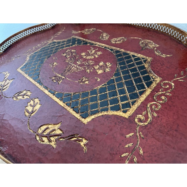 Dessau Home Hand-Painted Gilt Tray Table – Florentine Style For Sale - Image 4 of 10
