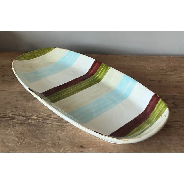 White Vintage Boho Italian Vietri Glazed Ceramic Serving Tray For Sale - Image 8 of 8