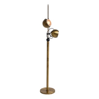 Brass-Plated Floor Lamp with Adjustable Globe Heads attributed to Goffredo Reggiani, 1970s For Sale