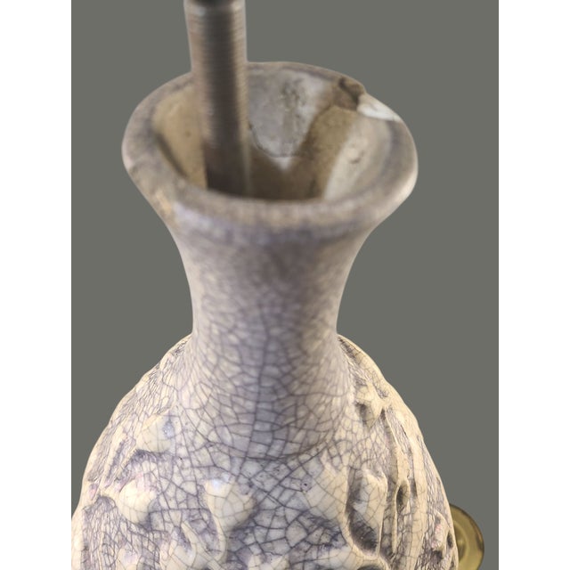 Ceramic Antique French Art-Deco Signed Jean Mayodon Hunting Scene Table Lamp For Sale - Image 7 of 12