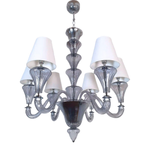 1990s Blue-Gray Murano Glass Mid Century Modern Chandelier