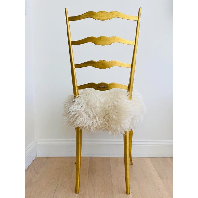 1940s Vintage Italian Gilded Chair with Sheepskin For Sale In San Francisco - Image 6 of 13