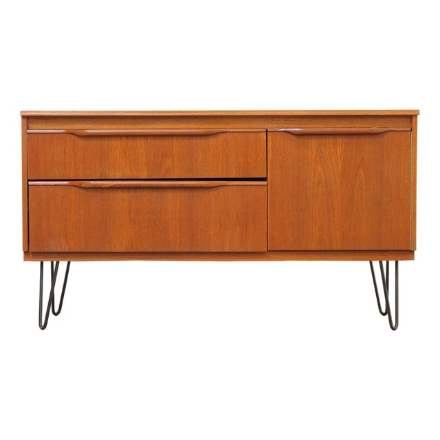 Mid Century Teak Sideboard Cabinet on Hairpin Legs For Sale