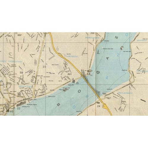Blue Vintage Tourist Map of Istanbul, 1950 For Sale - Image 8 of 12