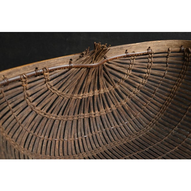 Mid 20th Century Old Southeast Asian Basket / Bamboo and Bark Weave / Wall-Hanging Object For Sale - Image 15 of 16