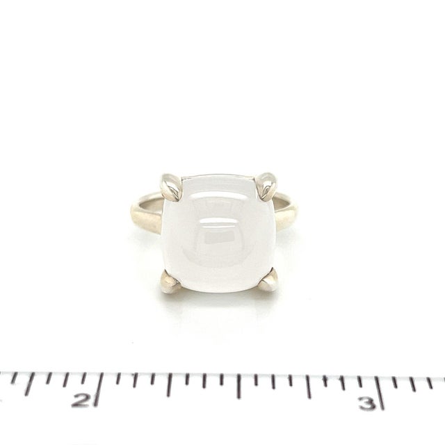Silver Tiffany & Co. Paloma Picasso Sugar Stacks Milky Quartz Sterling Silver Ring Size 6 For Sale - Image 8 of 8