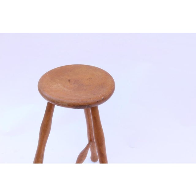 Scandinavian 3-Legged Farmer's Stool in Beech, 1890s For Sale - Image 5 of 12