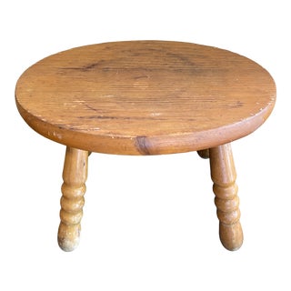 1970s Vintage Wooden Hand Turned Stool For Sale